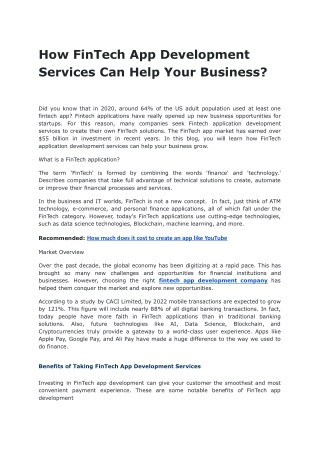 How FinTech App Development Services Can Help Your Business - Google Docs