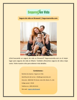 Seguro de vida en Broward | Segurosenvida.com