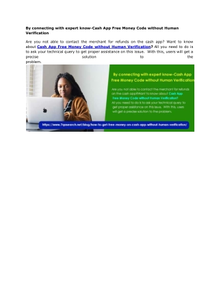 By connecting with expert know-Cash App Free Money Code without Human Verify