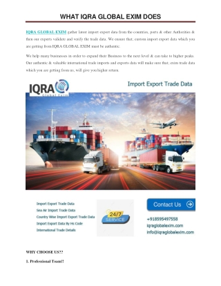 WHAT IQRA GLOBAL EXIM DOES