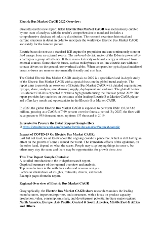 Progressive Demand in Electric Bus Market CAGR Research Report Projection By Tec