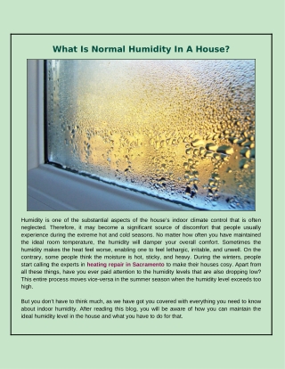 What is Normal Indoor Humidity?