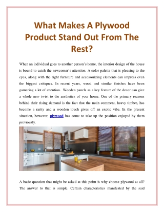 What Makes A Plywood Product Stand Out From The Rest?