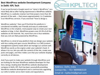 Best WordPress website development Company in Delhi- KPL Tech