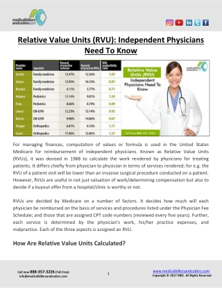 Relative Value Units (RVU) - Independent Physicians Need To Know