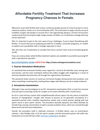 Affordable Fertility Treatment That Increases Pregnancy Chances In Female