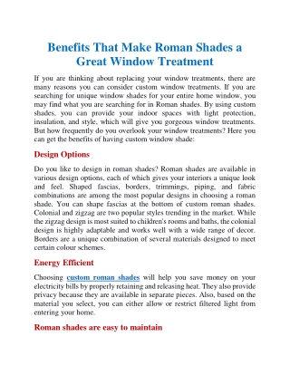 Benefits that make roman shades a great window treatment