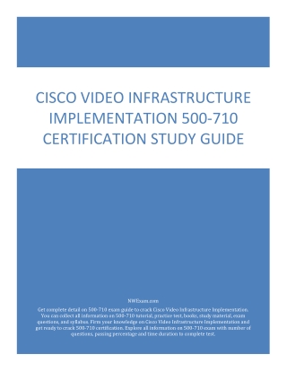 Cisco Video Infrastructure Implementation 500-710 Certification Study Guide