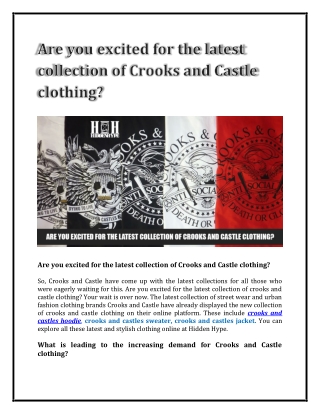 Are you excited for the latest collection of Crooks and Castle clothing