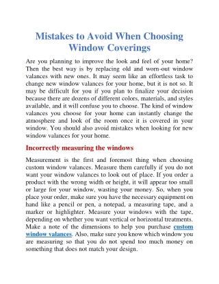 Mistakes to avoid when choosing window coverings