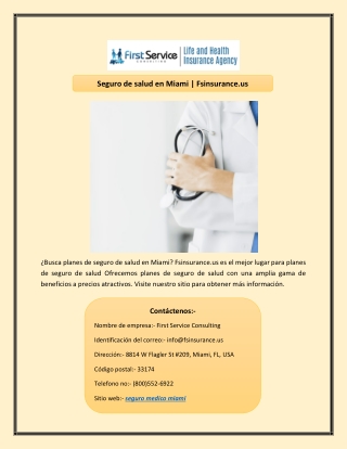 Seguro de salud en Miami | Fsinsurance.us