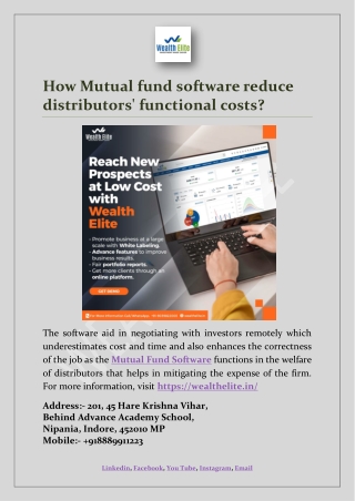 How Mutual fund software reduce distributors' functional costs