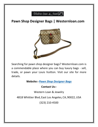 Pawn Shop Designer Bags | Westernloan.com