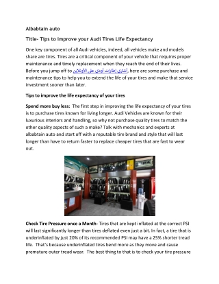 Tips to improve your Audi Tires Life Expectancy
