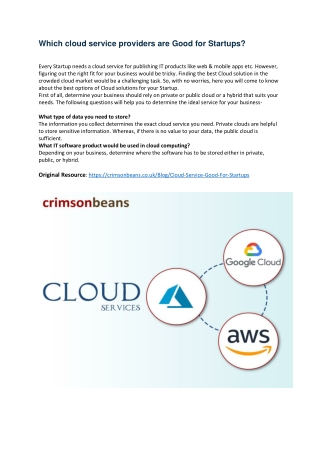 Which cloud service providers are Good for Startups