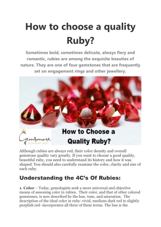 How to choose a quality Ruby?