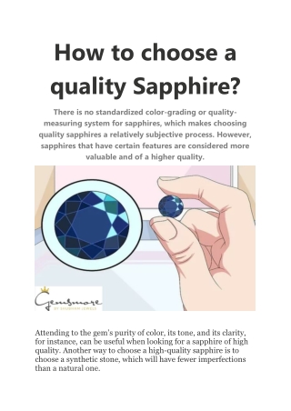 How to choose a quality Sapphire?