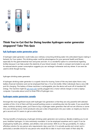 10 Signs You Should Invest in hydrogen water generator pem technology