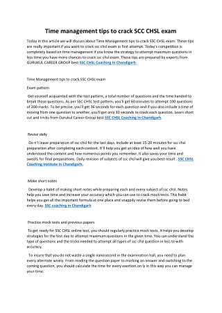 Time management tips to crack SCC CHSL exam