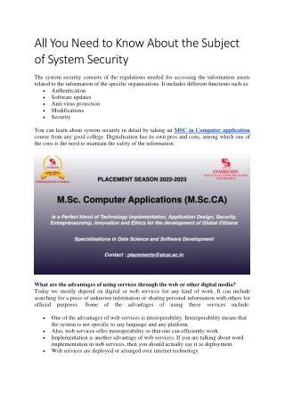 All You Need To Know About The Subject Of System Security