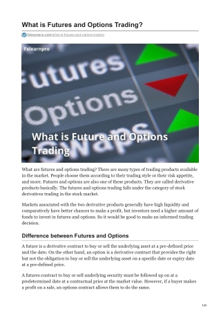 fxlearnpro.com-What is Futures and Options Trading