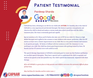 Autism Patient Testimonial - Best Autism Treatment in Bangalore - CAPAAR