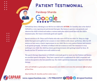Autism Patient Testimonial - Best Autism Treatment in Bangalore - CAPAAR