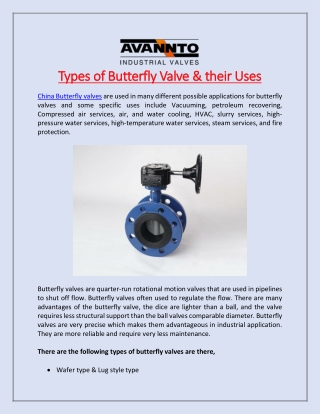 Types of Butterfly Valve & their Uses