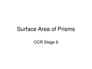 Surface Area of Prisms