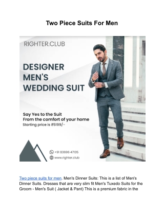 Two Piece Suits For Men