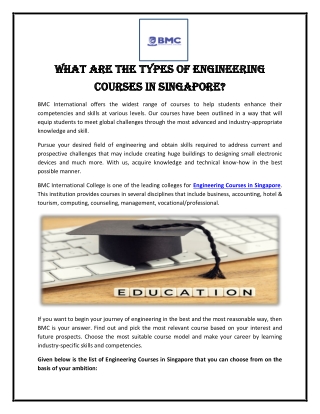 What are the types of Engineering Courses in Singapore