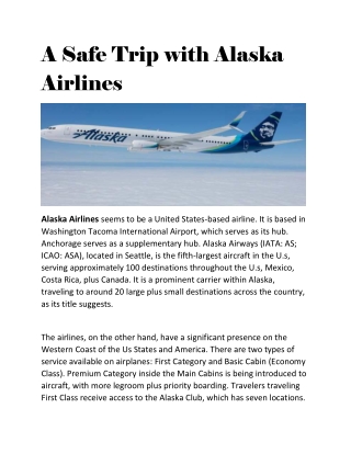 A Safe Trip with Alaska Airlines