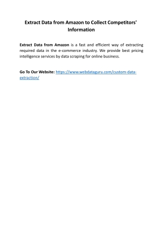 Extract Data from Amazon to Collect Competitors' Information