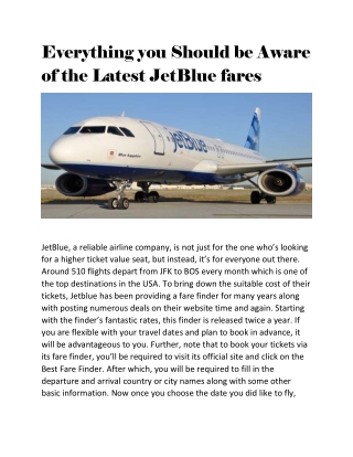 Everything you Should be Aware of the Latest JetBlue fares