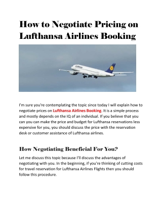 How to Negotiate Pricing on Lufthansa Airlines Booking