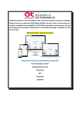 Web Page Design  Easttech.com.hken