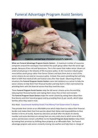 Funeral Advantage Program Assist Seniors