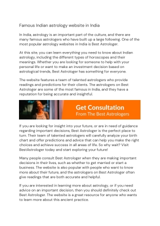 Famous Indian astrology website in India
