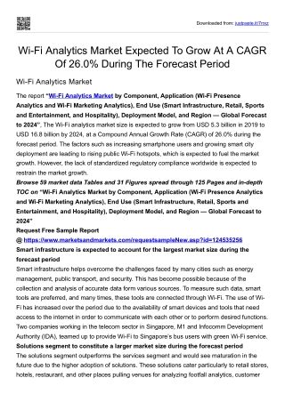 Wi-Fi Analytics Market Expected To Grow At A CAGR Of 26.0%