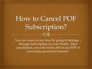 How to Cancel POF Subscription?