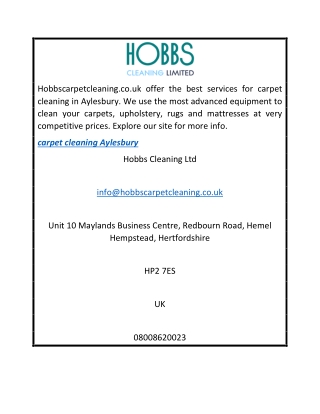 Carpet Cleaning Aylesbury  Hobbscarpetcleaning.co.uk