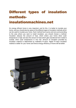 Different types of insulation methods-insulationmachines.net