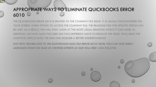 An effective way to resolve QuickBooks Error 6010