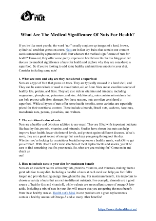What Are The Medical Significance Of Nuts For Health?