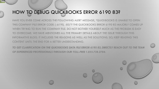 A complete procedure to remove QuickBooks Error 6190 83