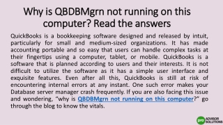 QBDBMgrn not running on this computer ppt