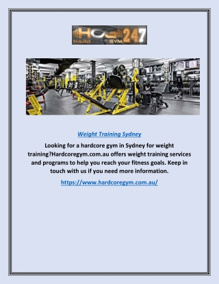 Weight Training Sydney | Hardcoregym.com.au