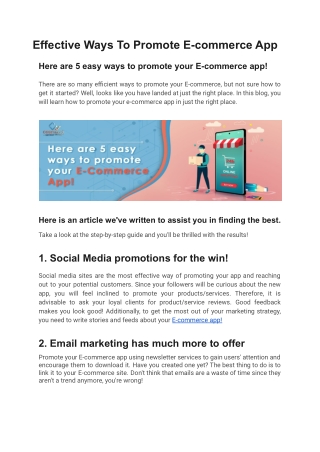 Effective Ways To Promote E-commerce App