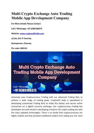 Multi Crypto Exchange Auto Trading Moblie App Development Company