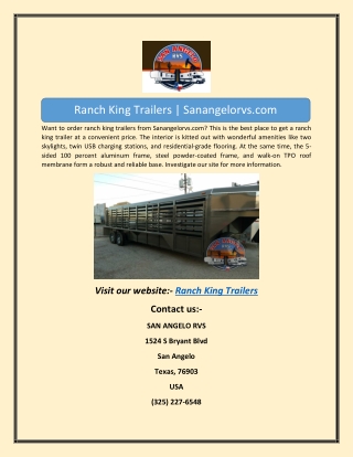 Ranch King Trailers | Sanangelorvs.com